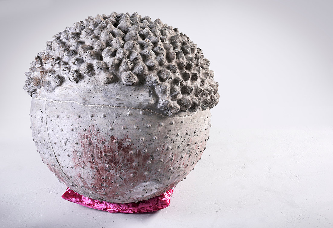 Wiggy, 73 x 67 x 67cm concrete & velvet cushion